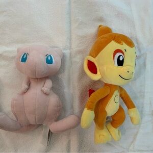 Lot Of 2 Pokémon Mew & Chimchar Plush Toy Mew’s TAIL IS DAMAGED 7’’ 11’’